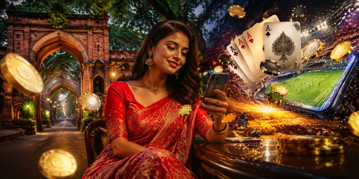 Bangladeshi woman enjoying a poker game in Rajshahi